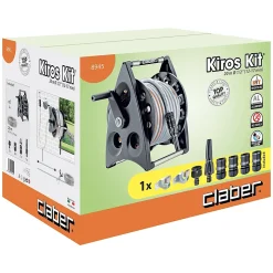 Dévidoir portable Claber Kiros équipé avec tuyau d'arrosage 20m + kit