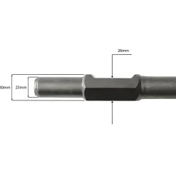 EBERTH Burin plat, 390x30mm, pour marteau de démolition avec emmanchement hexagonal SDS HEX de 30mm