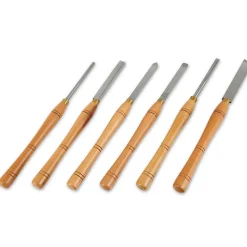 EBERTH Set de couteaux à tourner avec coffret en bois, 6 fers à tourner HSS de haute qualité, acier rapide, Set de ciseaux à bois
