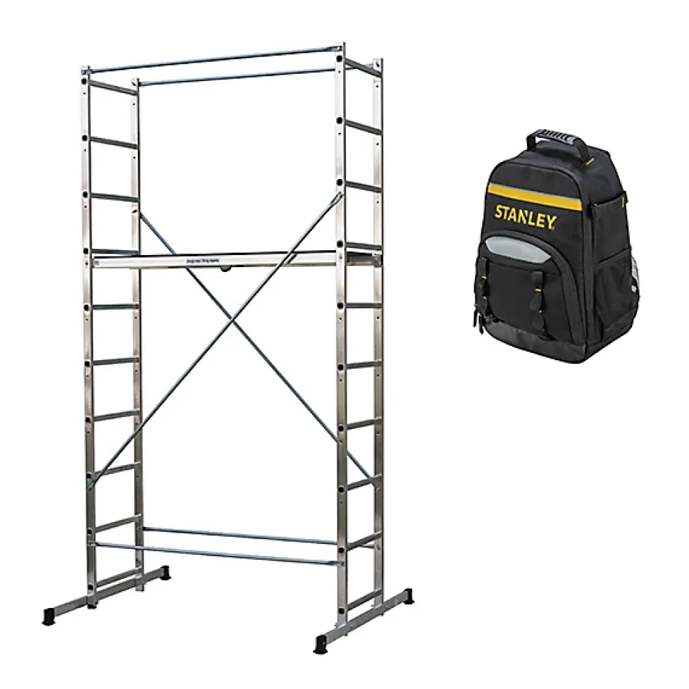 Echafaudage domestique: Hauteur de travail max 3.78m + Sac à dos de chantier - 203702-SAC