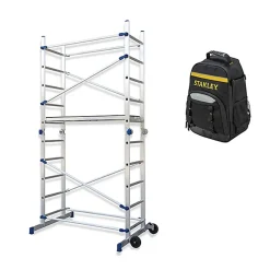 Echafaudage domestique pliable : Hauteur de travail maximale de 3.78m + Sac à dos de chantier - FACPN-SAC