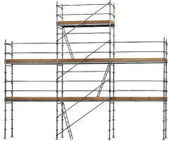 Echafaudage fixe de façade 68m² - Structure + Planchers + Plinthes - Version lisses - DUO68-PI-SPP