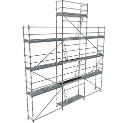 Echafaudage fixe de façade avec pignon 88m² - Plancher Acier - Structure Acier - Garde-corps Lisses - PIGNGCL-88-SPP/A