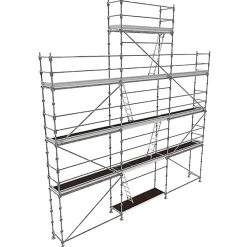 Echafaudage fixe de façade avec pignon 88m² - Plancher Alu / bois - Structure Acier - Garde-corps Lisses - PIGNGCL-88-SPP/AB