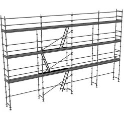 Echafaudage fixe de façade 104m² - Structure + Planchers + Plinthes + Lisses - DUO104-SPP
