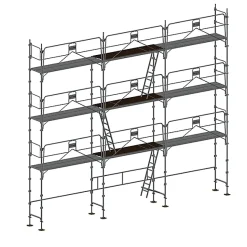 Echafaudage fixe de façade 80m² - Structure + Planchers - Version garde-corps - DUO80GC-SP