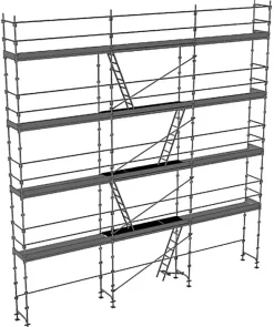 Echafaudage fixe de façade 100m² - Structure + Planchers + Plinthes - Version lisses - DUO100-SPP