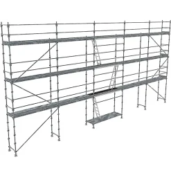Echafaudage fixe de façade 128m² - Structure + Plancher + Plinthes - Garde-corps lisses - R200GCLB-128-SPP