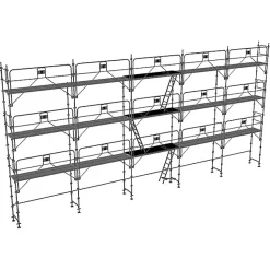 Echafaudage fixe de façade 128m² - Structure et planchers + Garde-corps - DUO128GC-SP