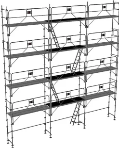 Echafaudage fixe de façade 100m² - Structure et planchers + Garde-corps - DUO100GCM-SP