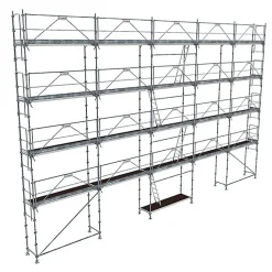 Echafaudage fixe de façade 160m² - Plancher Alu / bois - Structure Acier - Garde-corps Monoblocs - R200GCM-160-SPP/AB