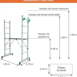 Echafaudage pour escalier : 3.00m haut. travail max - 8507