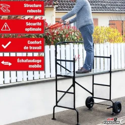 Echafaudage roulant avec garde-corps pliable et ajustable