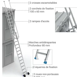 Echelle 11 à 15 marches - Hauteur d'accès max. 4.01m - MAD4-BUN