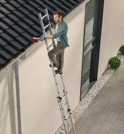 Echelle coulissante à main 2 plans 2x15 échelons en aluminium 7,6m/8,4m Hailo ProfiStep Duo
