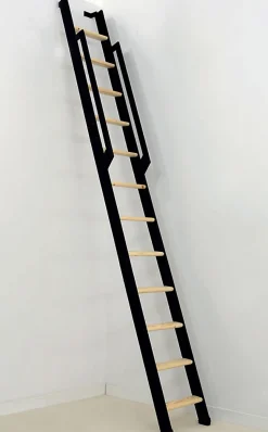 Echelle de meunier rabattable noire 12 marches - Hauteur sol à sol 2.90m - Largeur 36cm - STRONG-300