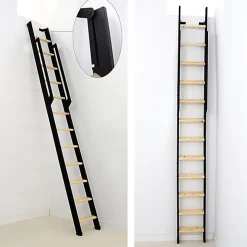Echelle de meunier rabattable noire 12 marches - Hauteur sol à sol 2.90m - Largeur 36cm - STRONG-300