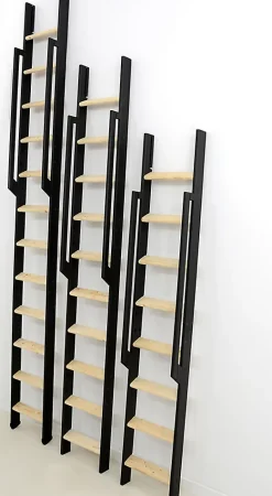 Echelle de meunier rabattable noire 12 marches - Hauteur sol à sol 2.90m - Largeur 36cm - STRONG-300