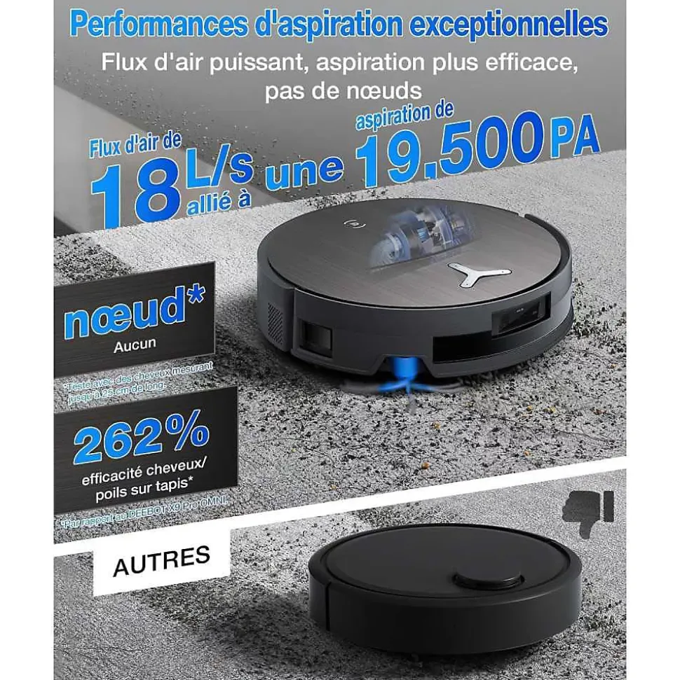 ECOVACS X11 PRO OMNI - Robot Aspirateur Laveur avec Blast - 19500 Pa - PowerBoost Ultra-Rapide - OZMO Roller 2.0 - ZeroTangle 3.