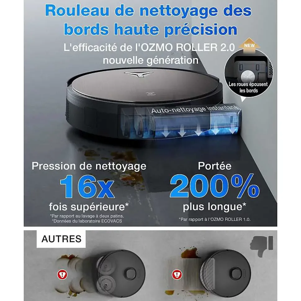 ECOVACS X11 PRO OMNI - Robot Aspirateur Laveur avec Blast - 19500 Pa - PowerBoost Ultra-Rapide - OZMO Roller 2.0 - ZeroTangle 3.