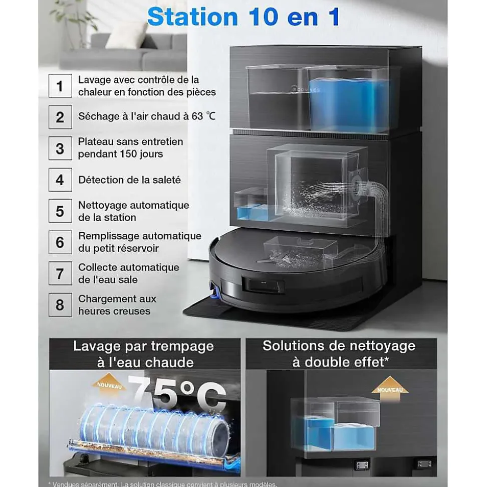 ECOVACS X11 PRO OMNI - Robot Aspirateur Laveur avec Blast - 19500 Pa - PowerBoost Ultra-Rapide - OZMO Roller 2.0 - ZeroTangle 3.