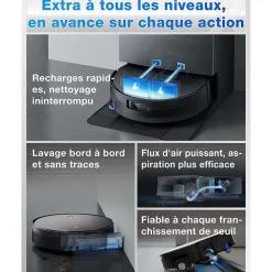 ECOVACS X11 PRO OMNI - Robot Aspirateur Laveur avec Blast - 19500 Pa - PowerBoost Ultra-Rapide - OZMO Roller 2.0 - ZeroTangle 3.