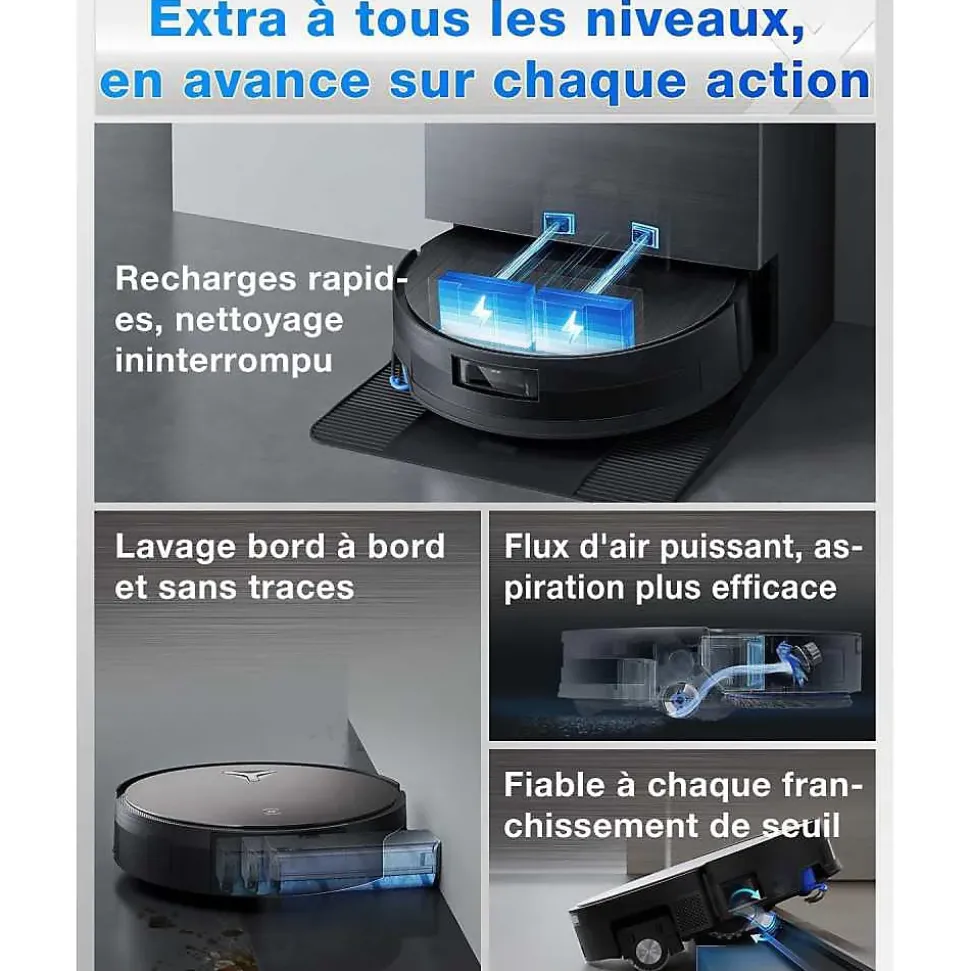 ECOVACS X11 PRO OMNI - Robot Aspirateur Laveur avec Blast - 19500 Pa - PowerBoost Ultra-Rapide - OZMO Roller 2.0 - ZeroTangle 3.