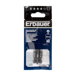 Embout de vissage torsion impact PH3 50mm Erbauer - 3 pièces