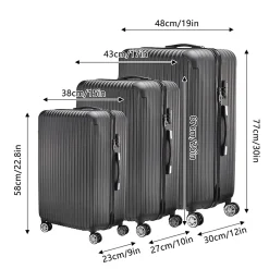 Ensemble De 3 Valises à 4 Roues Avec Serrure à Combinaison, Valise Rigide En Abs, Valise Trolley
