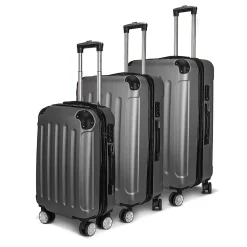 Ensemble De 3 Valises à 4 Roues, Serrure à Combinaison, Poignée Télescopique, Gris Foncé