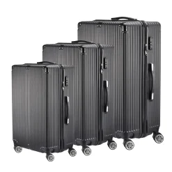 Ensemble De 3 Valises De Voyage Légères Et Rigides, Avec Poignée Télescopique Et Cadenas, Noir