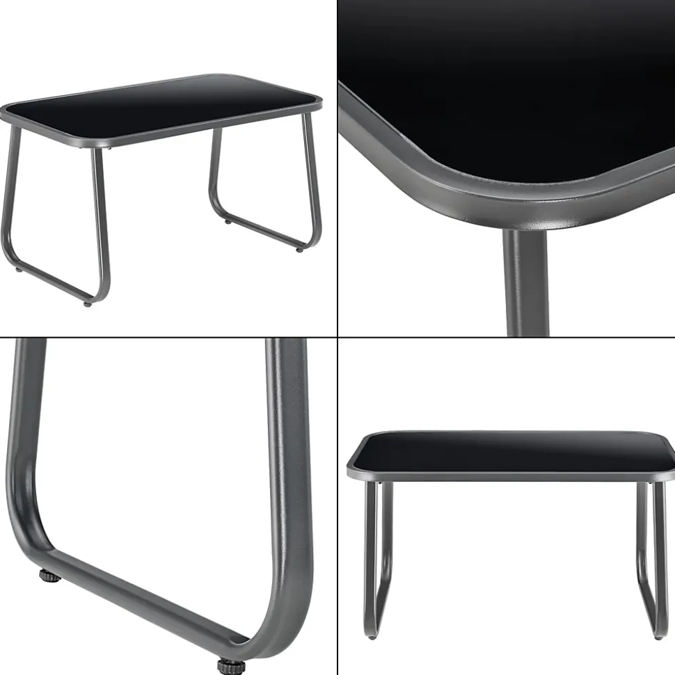 Ensemble de meubles de jardin 4 pièces Anzi table basse banc et 2 chaises gris casa.pro