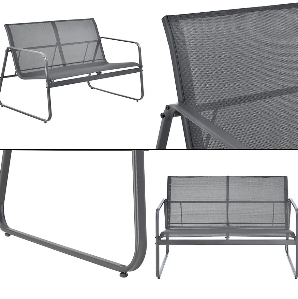 Ensemble de meubles de jardin 4 pièces Anzi table basse banc et 2 chaises gris casa.pro