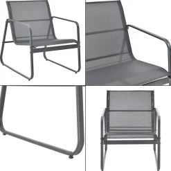 Ensemble de meubles de jardin 4 pièces Anzi table basse banc et 2 chaises gris casa.pro