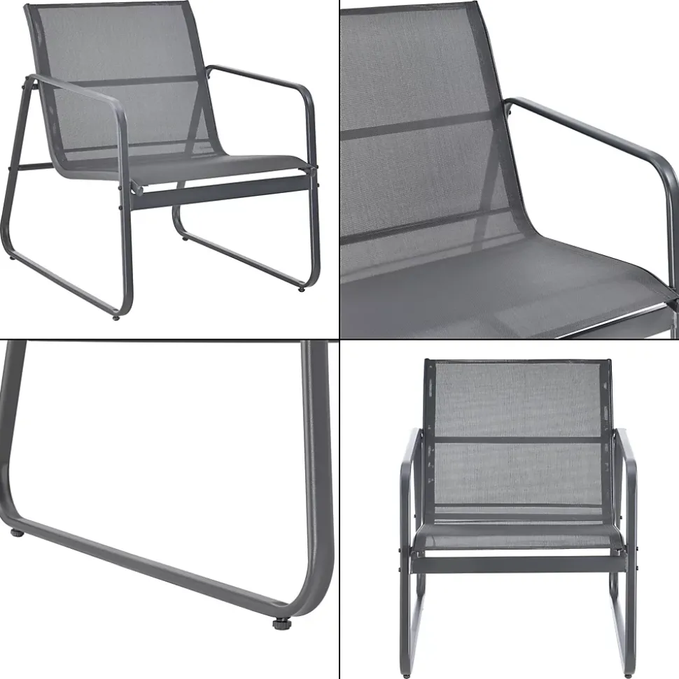 Ensemble de meubles de jardin 4 pièces Anzi table basse banc et 2 chaises gris casa.pro