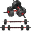 Ensemble d'haltères et de barres réglables de 15 kg, unisexe