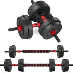 Ensemble d'haltères et de barres réglables de 15 kg, unisexe