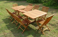 Ensemble salon de jardin en teck aspect huilé AEDAN 8 chaises JUMAK