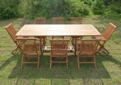 Ensemble salon de jardin en teck aspect huilé AEDAN 8 chaises JUMAK