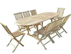 Ensemble salon de jardin en teck MAHUI 8 chaises