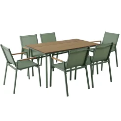 Ensemble table de jardin ovale 150x90 cm et 6 chaises vert Oviala