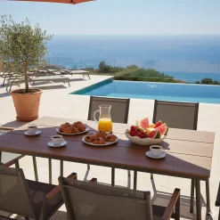Ensemble table de jardin ovale 150x90 cm et 6 chaises gris anthracite Oviala