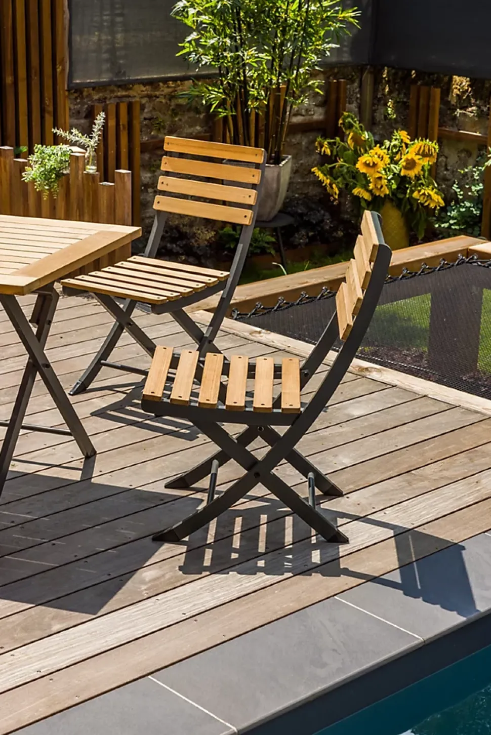 Ensemble table de jardin avec 4 chaises teck Jardiline Porto Rico