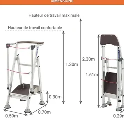 Escabeau 1 marche pour rayonnage - Hauteur de travail maximale 2.30m - 2273101