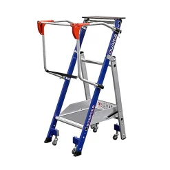 Escabeau de rayonnage 1 marche - Hauteur de travail max. 2.25m - Tablette Inox - 614931