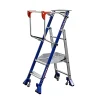 Escabeau de rayonnage Inox 2 marches - Hauteur de travail max. 2.50m - Tablette Inox - 614932