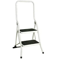 Escabeau pliant 2 marches acier, antidérapant, charge 150 kg