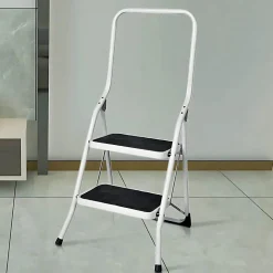 Escabeau pliant 2 marches acier, antidérapant, charge 150 kg