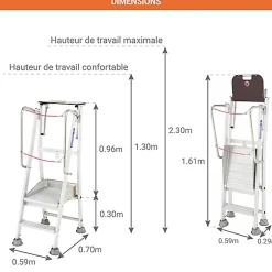 EscaEscabeau de rayonnagebeau 1 marche - Hauteur de travail maximale 2.30m - 2273101/ALU
