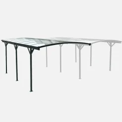 Extension de carport de 15m² en aluminium anthracite et polycarbonate - Extension Le Mans 5x3m - abri de voiture